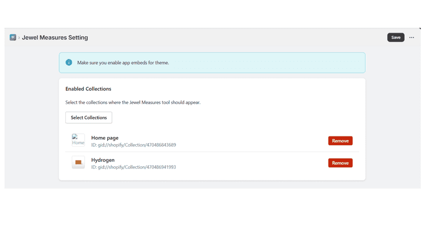 App Dashboard Collection Setting