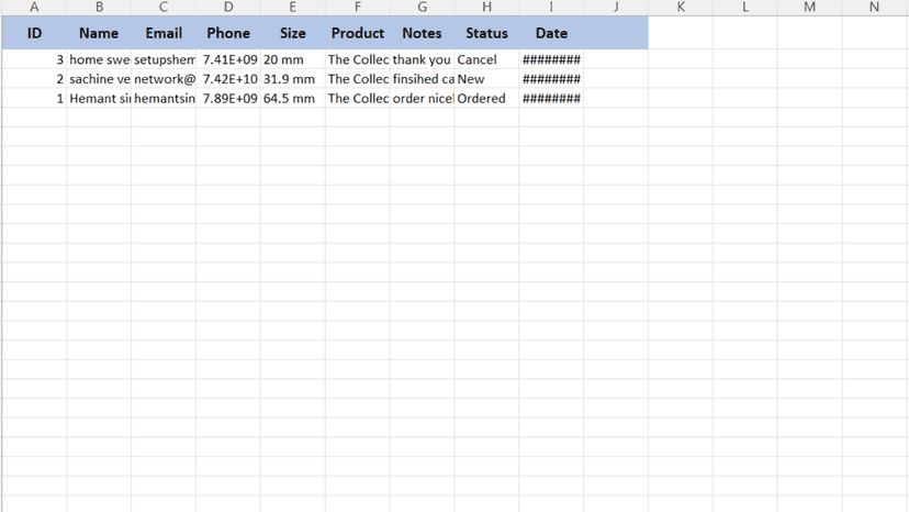 CSV Download Details