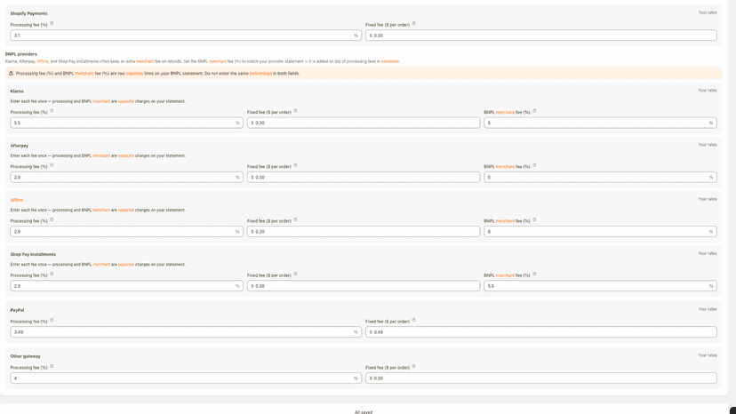 Refund rules Thresholds, alerts, fee rates and customer messages
