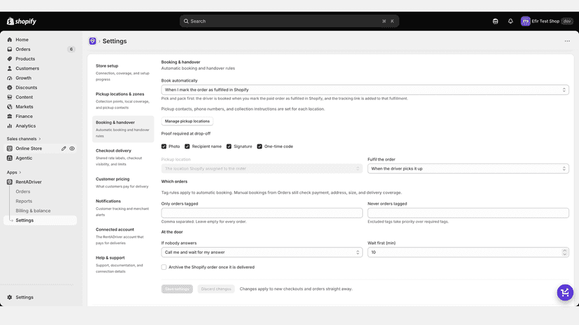 Booking & Handover