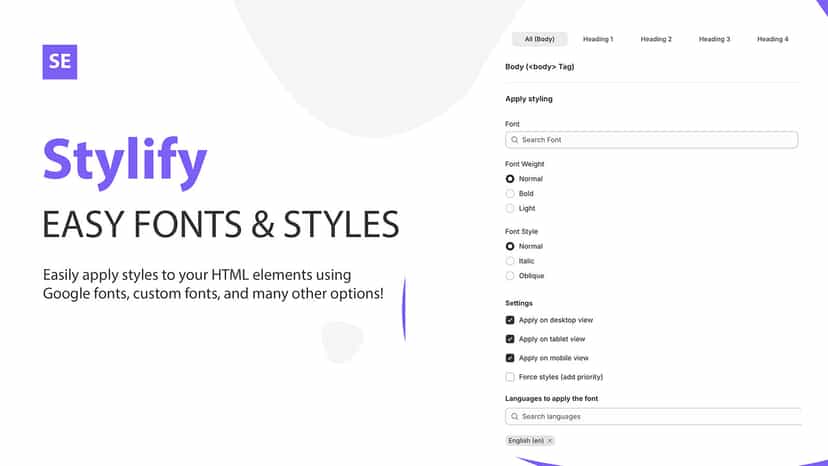 You have the option to customize various text properties