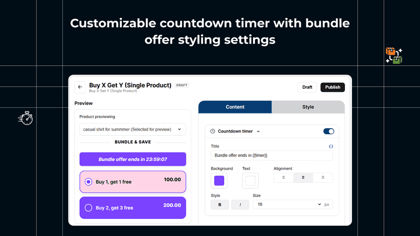 Customizable bundle countdown timer with styling