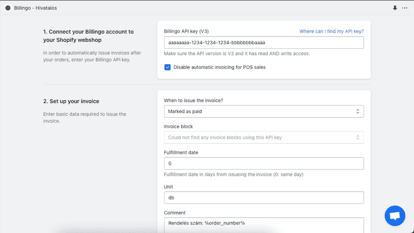 Easy integration with Billingo