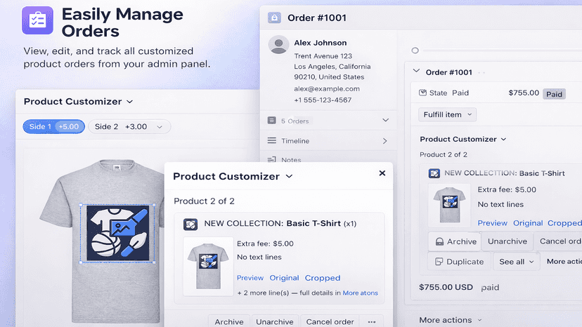 View customized items in cart before checkout