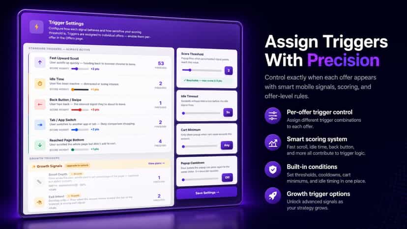 ExitTap triggers page showing exit signals and scoring controls
