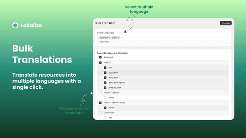 Lokalize Bulk Translate Page