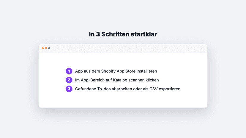 Einrichtung in drei Schritten