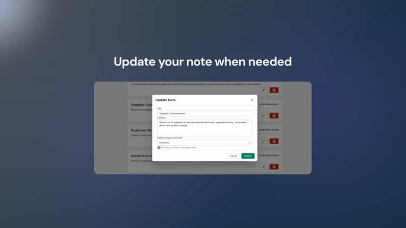 Update your notes when needed.