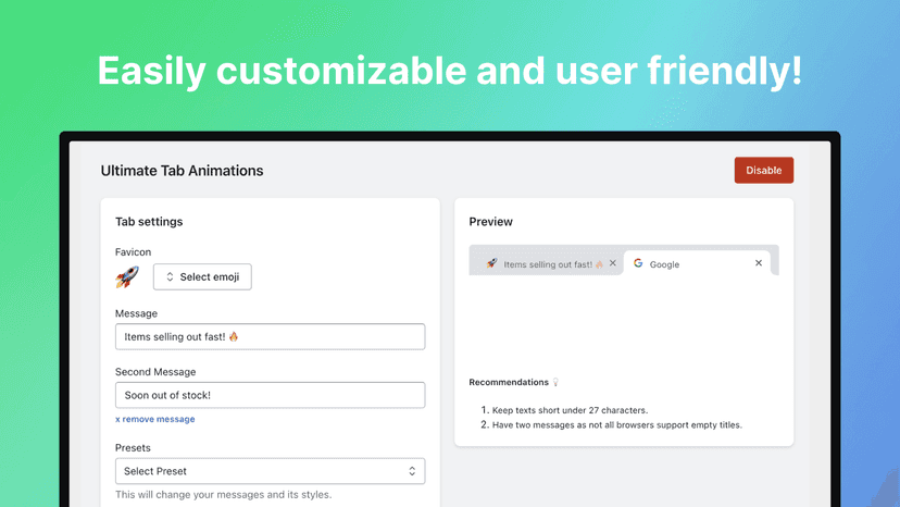 Easily customisable and user friendly!