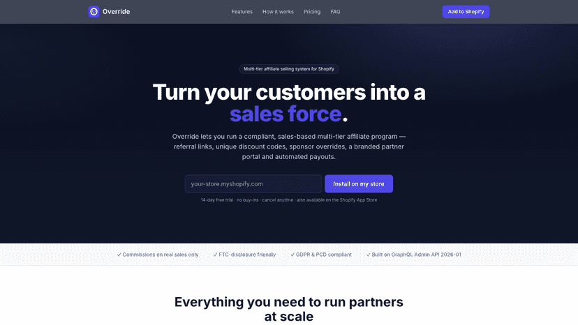 Override: Multi-Tier Affiliate - Turn customers into affiliates