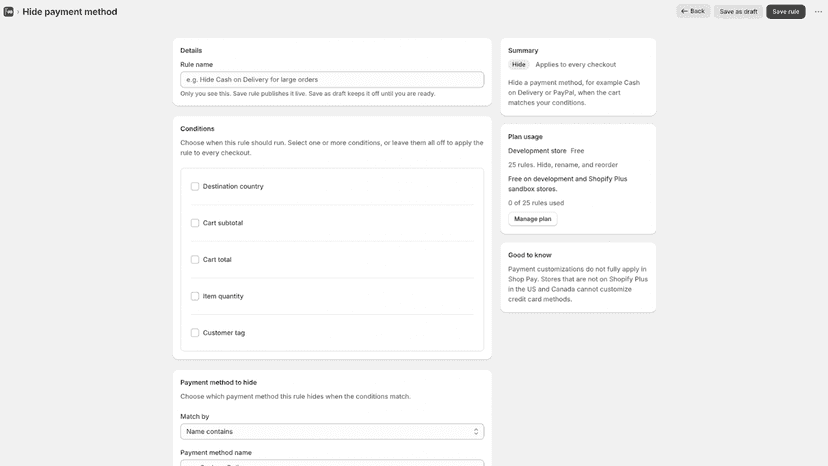 Create customiztion rule