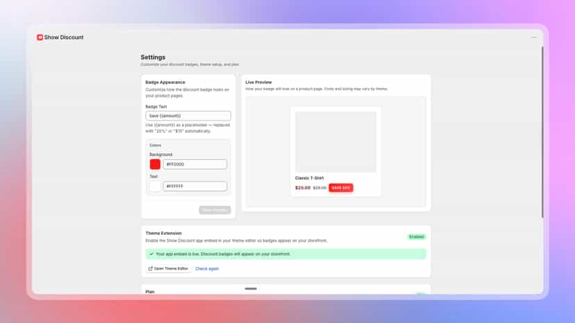 Settings page screenshot