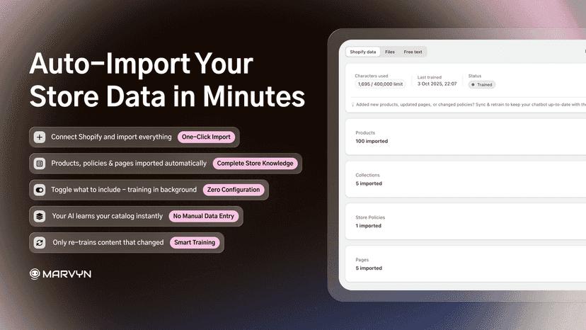One-click import of Shopify products, policies, and store data