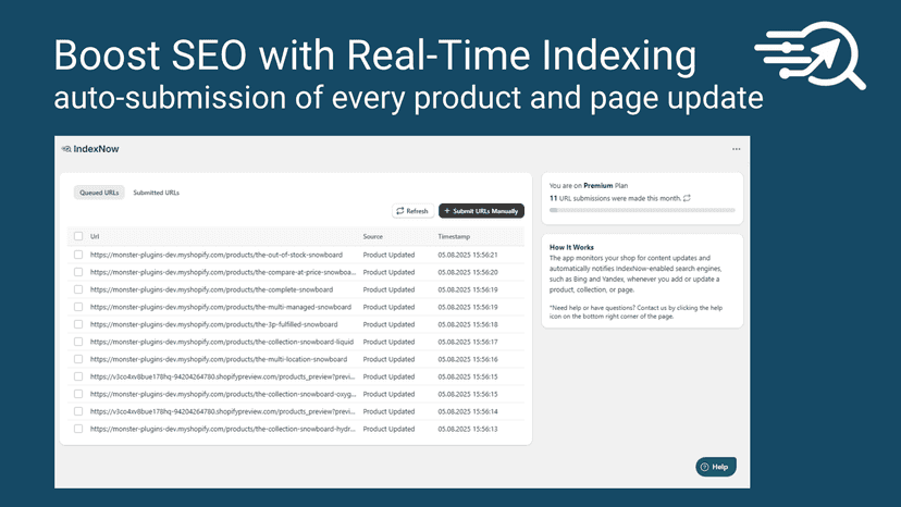 Auto submission of every product, collecton and page update