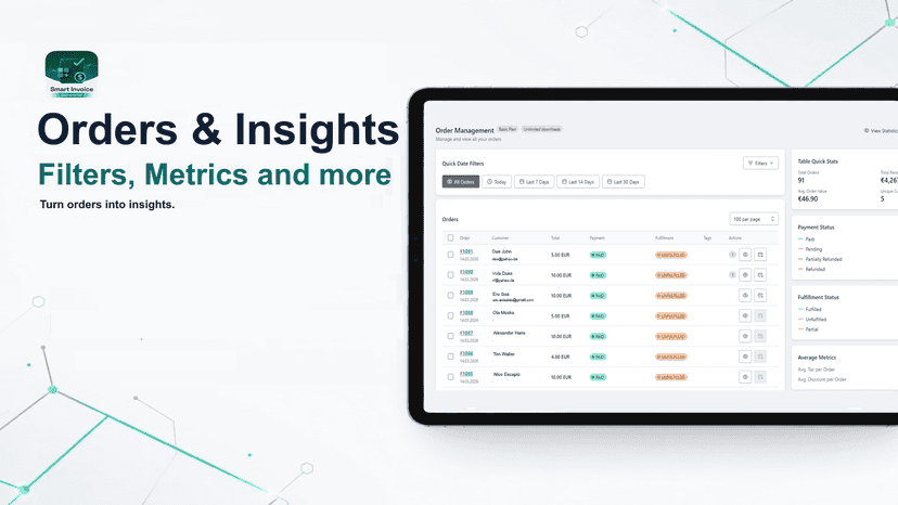 Order Insights, Filters, Metrics and more