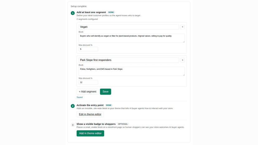 Haggl admin - setup complete