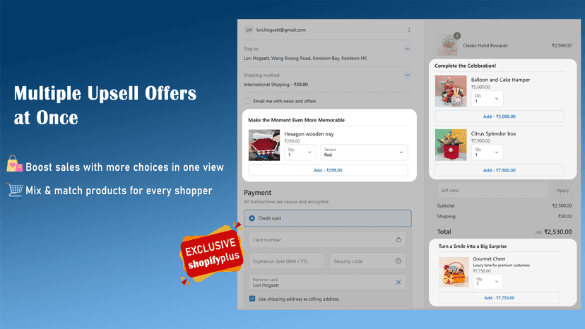 Multiple upsell for checkout page