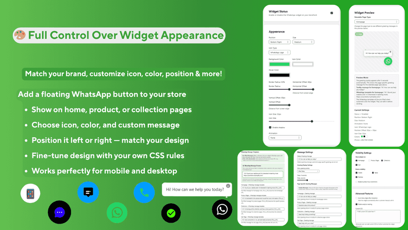 Full Control Over Widget Appearance - CA: WhatsApp Order Button