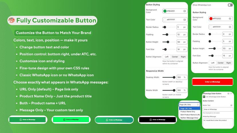 Fully Customizable Button - CA: WhatsApp Order Button