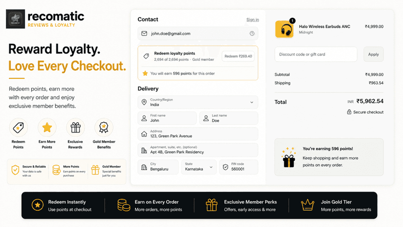 Redeem loyalty points directly at Shopify checkout