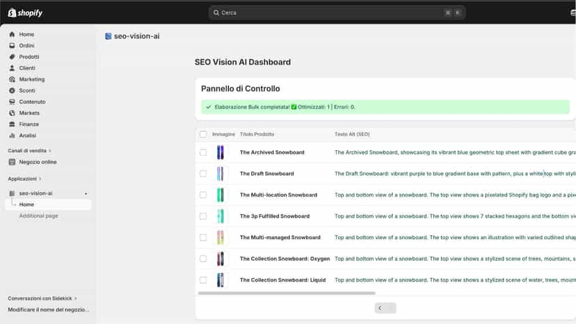 Product list with AI-generated SEO Alt Texts