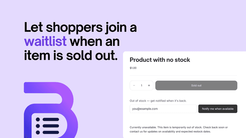 Ability to add notify me boxes from the template builder.