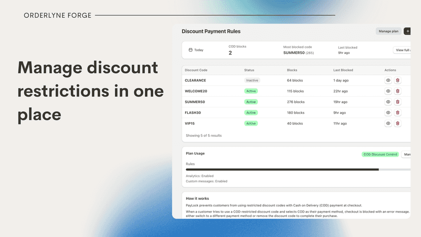 Manage discount restrictions in one place