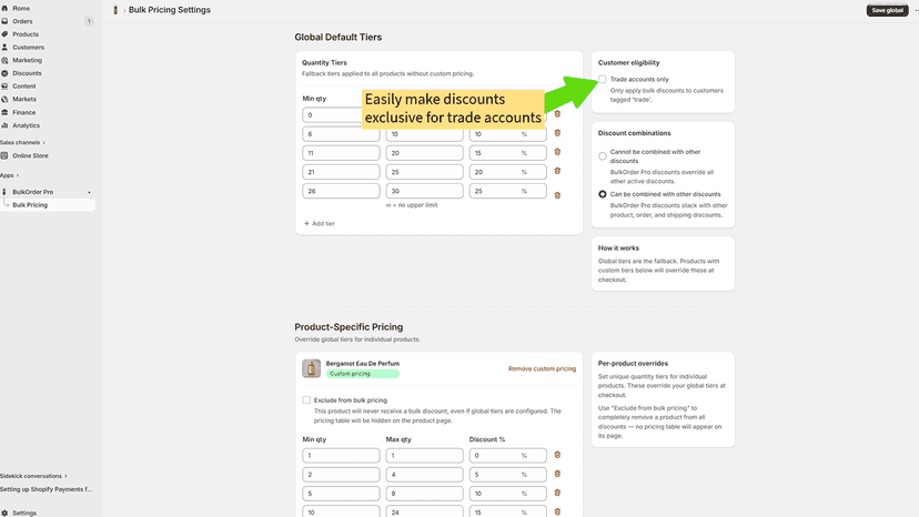 Make discounts for trade accounts only with a simple click