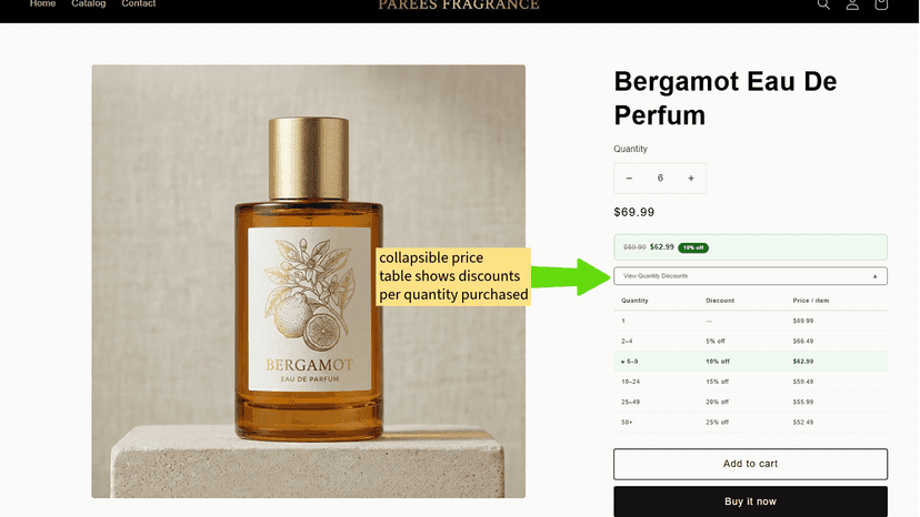 Clean Collapsible Price Table Shows Customers How Much They Save