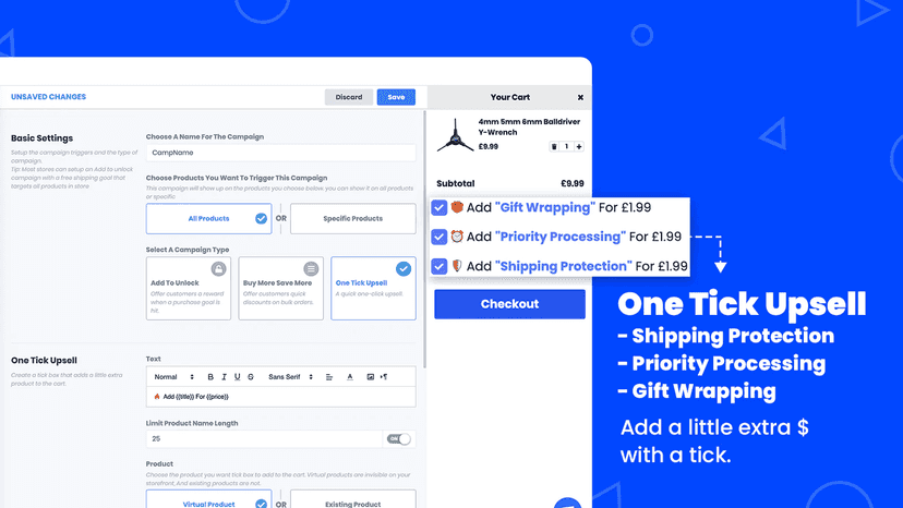 One Tick Upsell - One Check Upsell | Shopify app
