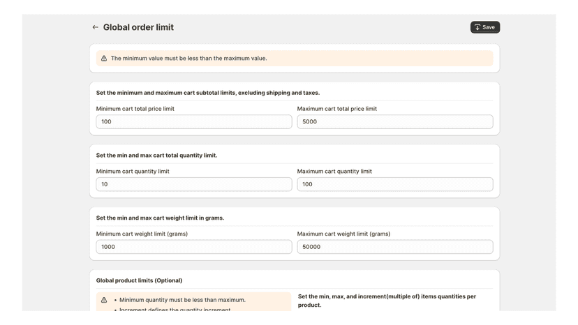 order limit
