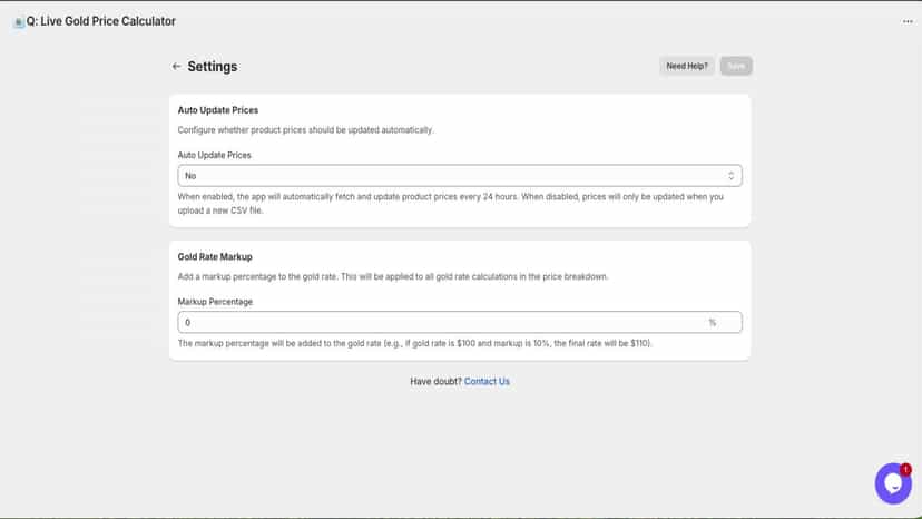 Settings Page