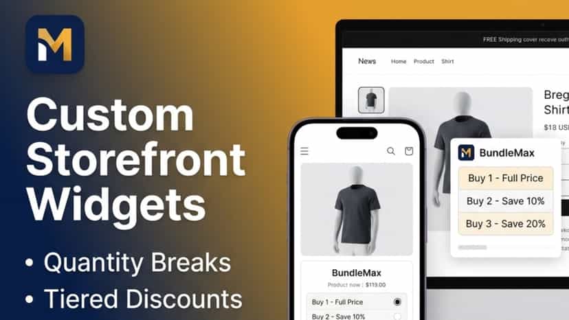 Shopify product page displaying a custom bundle widget with quan