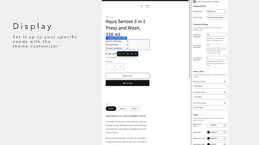 display inventory on the frontend