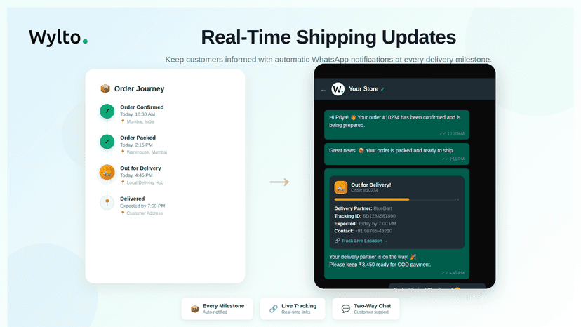 Shipping updates on whatsapp