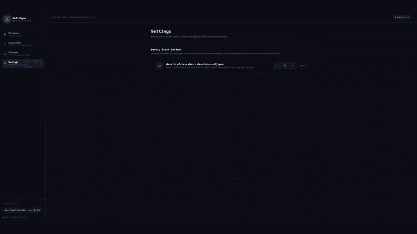 Settings screen with the optional safety-stock buffer