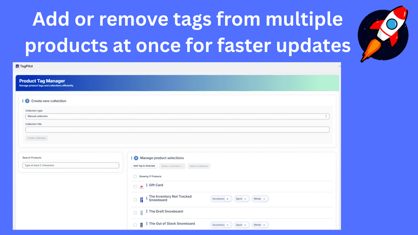Manage product tags and collections efficiently