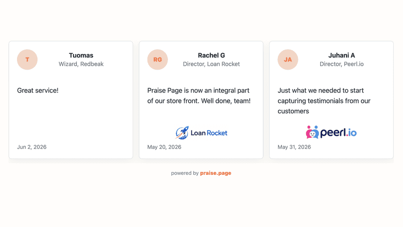 Carousel of testimonials