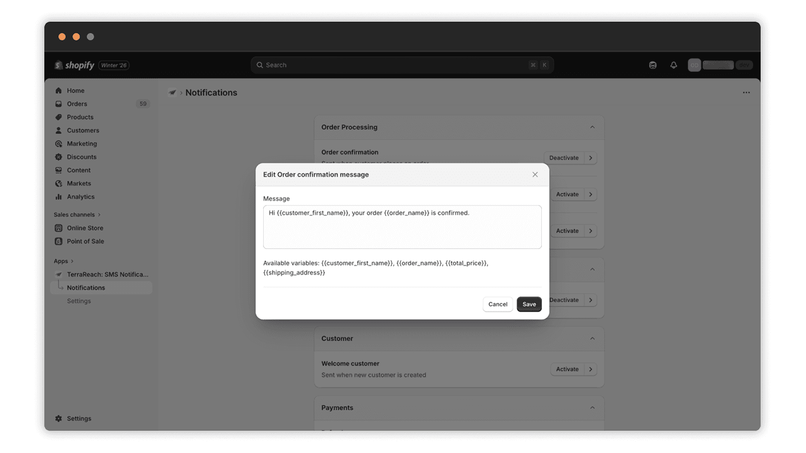 Edit Notification Templates