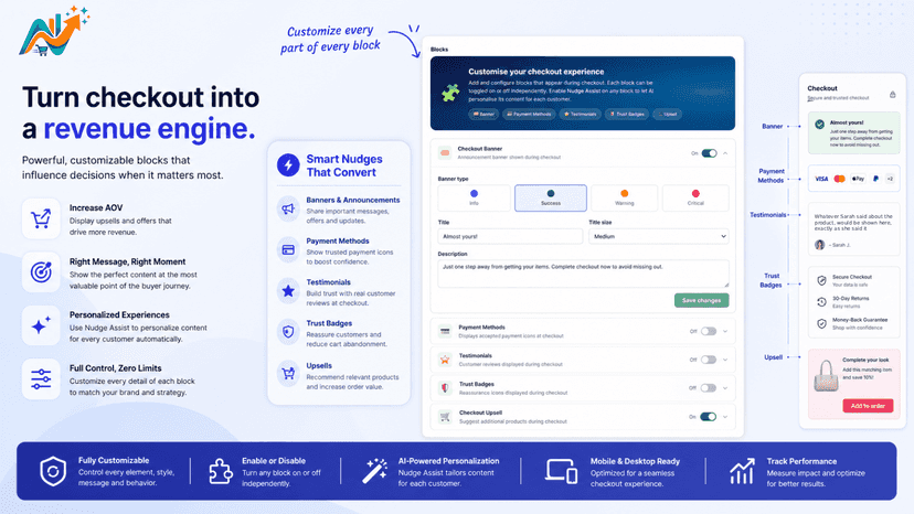 Custom checkout blocks to boost conversions and AOV