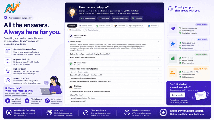 Help center with guides and priority customer support