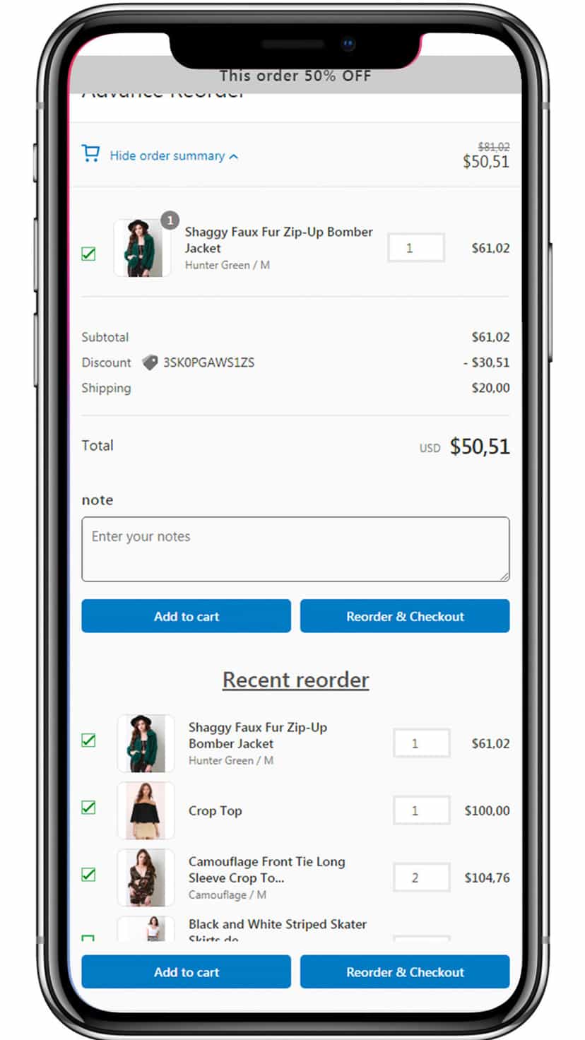 Reorder reminder list received for repeat orders
