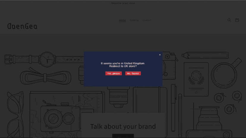 Geolocation - example popup for redirecting your customer by IP