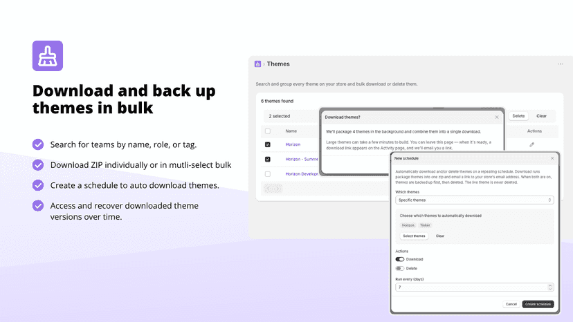 Download and back up themes in bulk