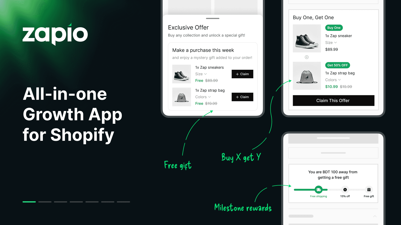 Zapio Upsell Bogo Free Gift