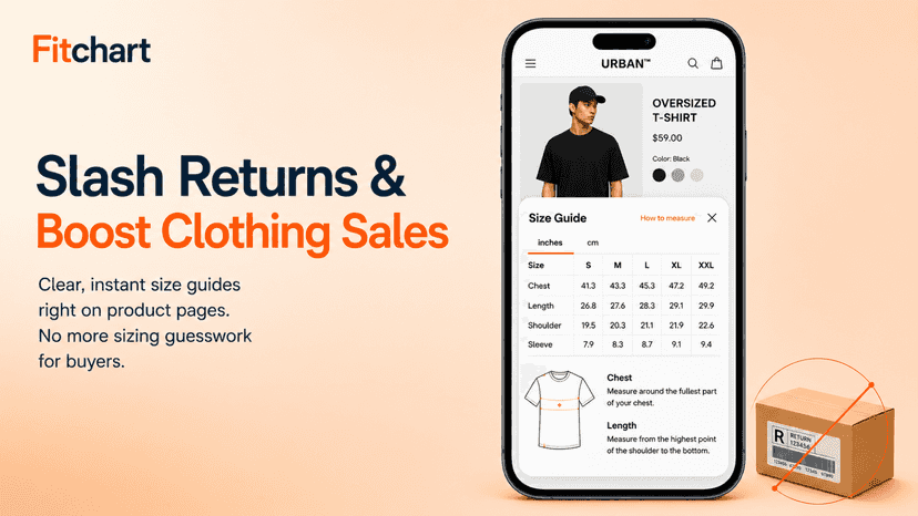 FitChart size chart pop up on Shopify product page reduce return