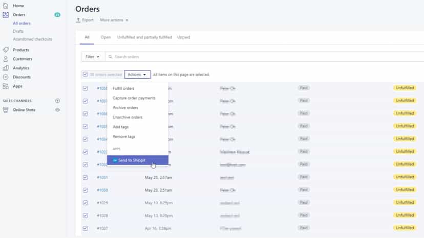 Send orders within Shopify to Shippit