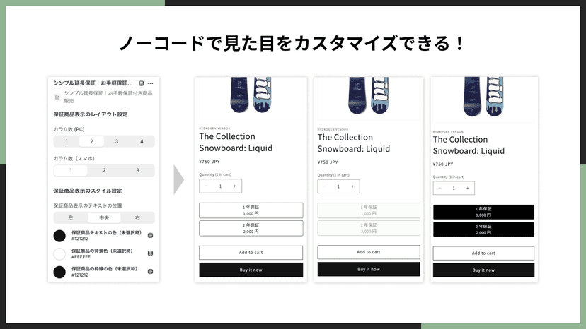 ノーコードで見た目をカスタマイズできる!