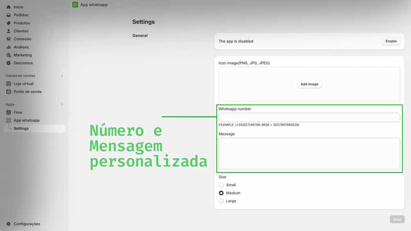 Número e mensagem personalizada