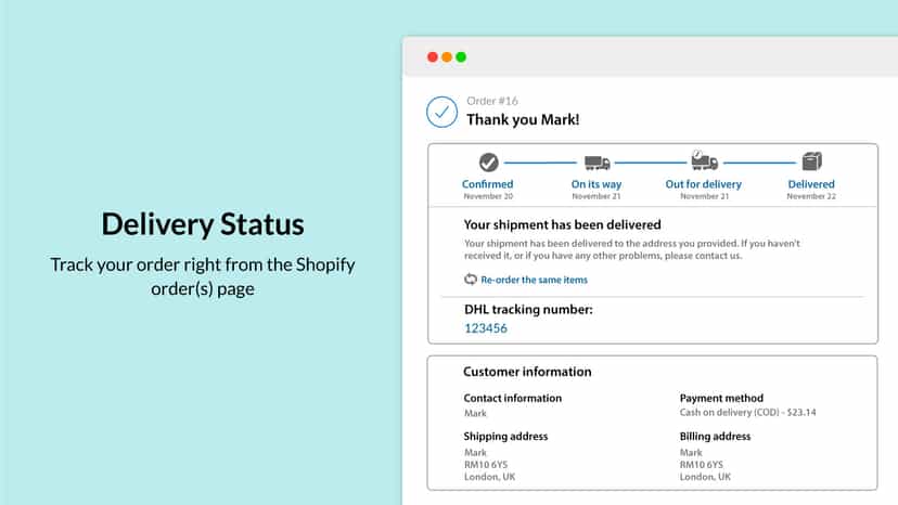 Let your customers track their orders within Shopify